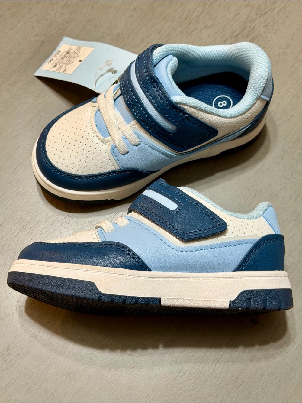 Cat & Jack Peyton Blue/White Colorblock Hook & Loop Sneakers